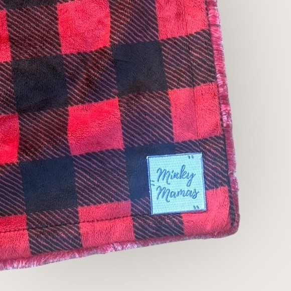 Minky Mamas Baby Blanket Patchwork Buffalo Plaid Plush Soft 36"x48" Reversible - Picture 2 of 4
